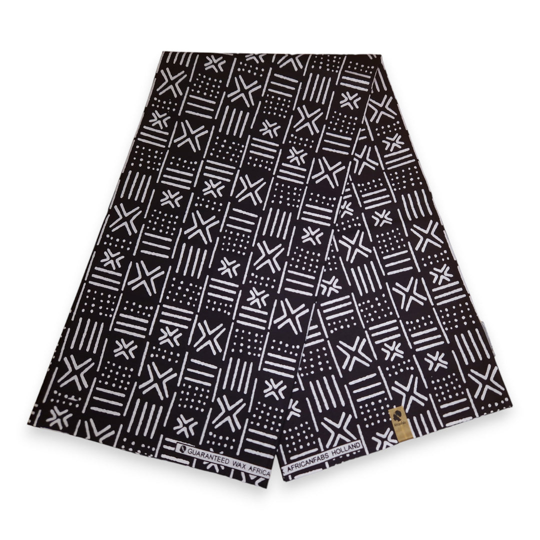 6 Yards | African Print "Mudcloth" Bogolan Inspired Print Fabric 100% Cotton | Ankara Fabric