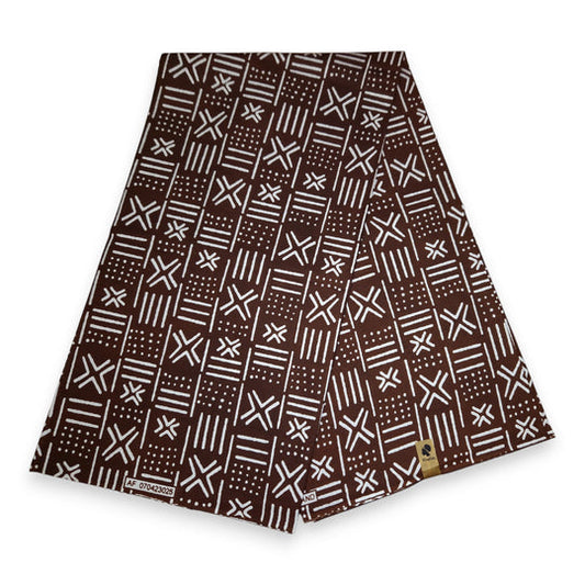 6 Yards | African Print "Mudcloth" Bogolan Inspired Print Fabric 100% Cotton | Ankara Fabric