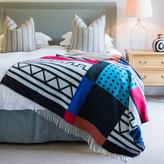 Throw Blanket | Xhosa Umbhaco Black Natural Throw | 150x165cm