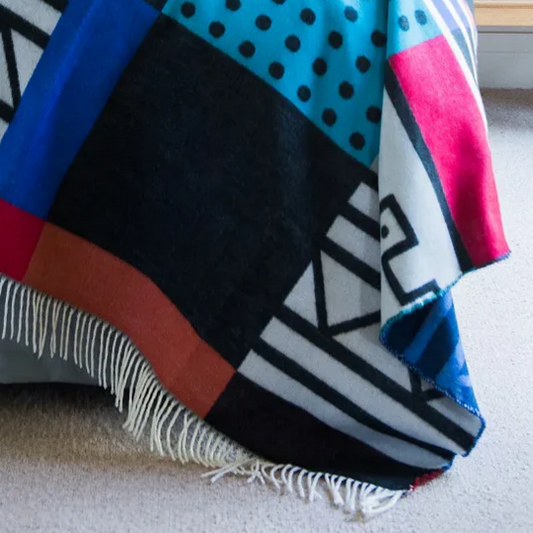 Throw Blanket | Xhosa Umbhaco Black Natural Throw | 150x165cm