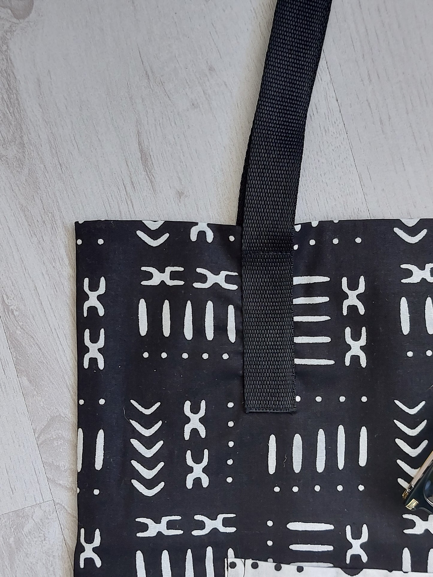 Handmade African Print Tote Bag | Beach Bag | Shopping Bag | Mudcloth Print