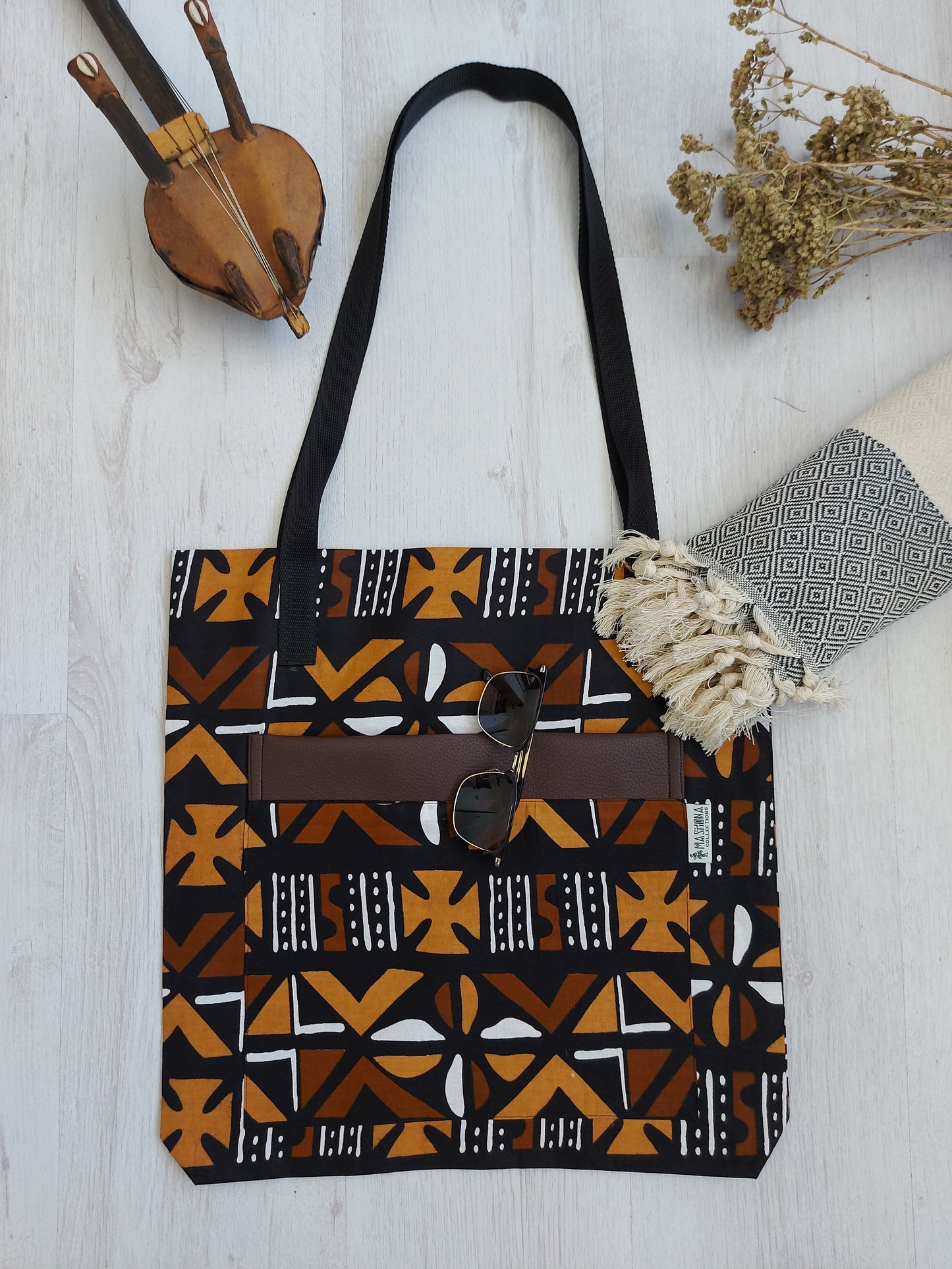 Handmade African Print Tote Bag | Beach Bag | Shopping Bag