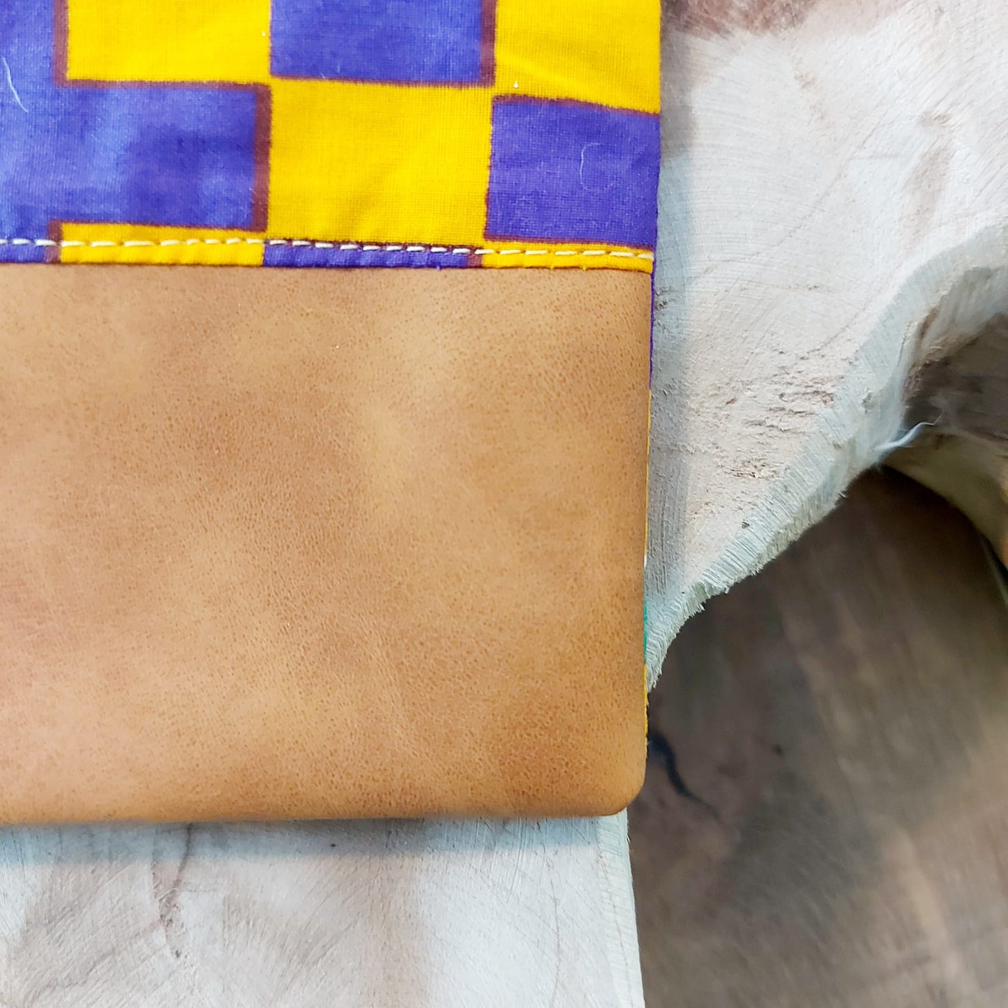 African Print Zipper Pouch | Make-up Bag | Pencil Case | Vegan Leather Detail