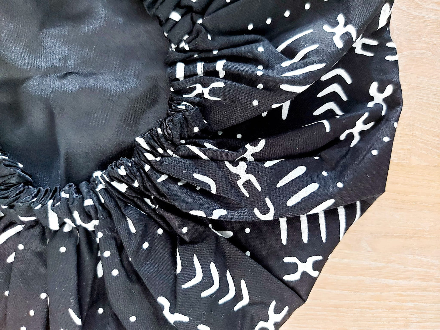 Large African "Mudcloth" Print Women Satin Lined Sleep Bonnet Cap | Sleeping Cap