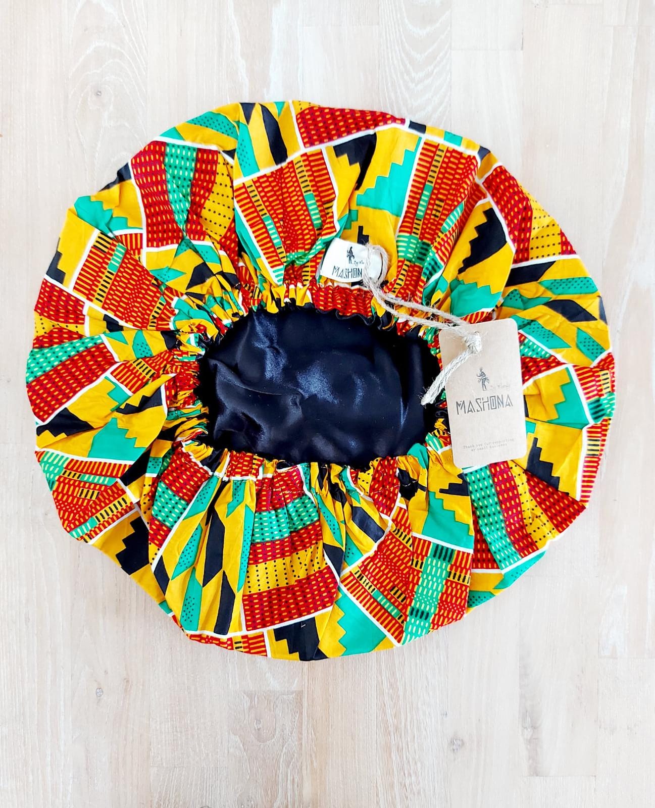 Large African "Mudcloth" Print Women Satin Lined Sleep Bonnet Cap | Sleeping Cap